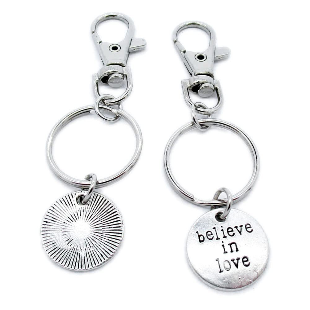 10 Pieces Keyring Keychain Wholesale Suppliers Jewelry Lobster Clasps AX7B1Q Believe in Love Sign Tag