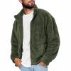 Men's Open Front Fuzzy Sherpa Cardigans Sweaters Full Zip Up Soft Cozy Jackets Warm Vintage Outerwears Army Green view 1