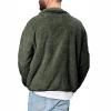 Men's Open Front Fuzzy Sherpa Cardigans Sweaters Full Zip Up Soft Cozy Jackets Warm Vintage Outerwears Army Green view 2