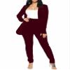 Women's Business Blazer Pant Suit Set for Work 2 Piece Outfits Burgundy XX-Large view 1