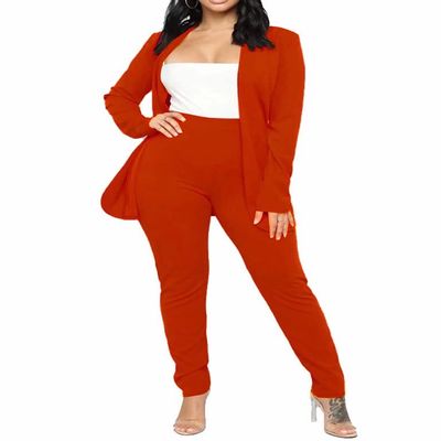 Women's Business Blazer Pant Suit Set for Work 2 Piece Outfits Reda Medium