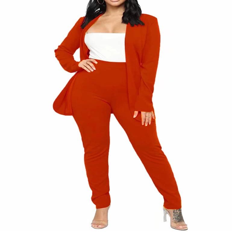 Women's Business Blazer Pant Suit Set for Work 2 Piece Outfits Reda Medium