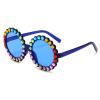 willochra cute Baby round Sunglasses Kids Diamond Crystal Sun Glasses UV400 4-15 Year Summer Shades Colorful Small Eyewear Luxury (blue) view 2