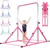 MARFULA Foldable Gymnastic Bar for Kids Ages 3-12, 9 Height Levels, 200 lbs Weight Capacity, 5 Ft Length Gymnastic Kip Bar with Mat, Gymnastic Equipment for Home and Gym Center Indoor Outdoor Use view 1