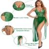 Avidlove Women One Piece Lingerie Deep V Lace Bodysuit Mosaic Lace Teddy Mesh Skirt (Forest Green, XX-Large) view 2