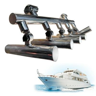 5 Tube Adjustable Fishing Rod Holder, Stainless Steel Clamp Fishing Rocket Launcher for Boat Marine Tool Adjustment Angle