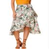 Allegra K Floral Skirt for Women's Hawaiian Tropical Beach Boho Wrap Midi Skirt X-Large White