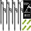 8 Pack Tent Stakes Heavy Duty Metal Tent Pegs for Camping Steel Tent Stakes 8 inch Unbreakable and Inflexible view 1