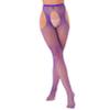 Agoky Women Sexy Pantyhose Tights Mesh Stockings Crotch Opening Stretchy Fishnet Socks Footwear Purple One Size view 1
