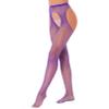 Agoky Women Sexy Pantyhose Tights Mesh Stockings Crotch Opening Stretchy Fishnet Socks Footwear Purple One Size view 2
