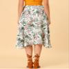 Allegra K Floral Skirt for Women's Hawaiian Tropical Beach Boho Wrap Midi Skirt Small White view 3
