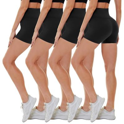 4 Pack Biker Shorts for Women High Waist - 5"/8" Tummy Control Soft Athletic Yoga Workout Running Gym Shorts