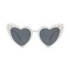 willochra Cute love heart shape Toddler Kids Baby Girls Pearl cat eye Handmade UV 400 Protection Sunglasses Hfor Beach Party Outdoors (white) view 1