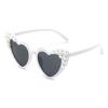 willochra Cute love heart shape Toddler Kids Baby Girls Pearl cat eye Handmade UV 400 Protection Sunglasses Hfor Beach Party Outdoors (white) view 3