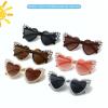 willochra Cute love heart shape Toddler Kids Baby Girls Pearl cat eye Handmade UV 400 Protection Sunglasses Hfor Beach Party Outdoors (white) view 4