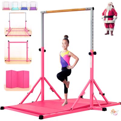 MARFULA Foldable Gymnastics Bar with Mat 8 Ft Length with 4 Ft Width Kip Bar with Mat Gymnastics Horizontal Bar with Mat Gymnastics Training Bar Equipmen for Kids Exercise Home and Gym Club Use