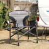 EVER ADVANCED Aluminum Lightweight Folding Director Chair, 350lbs Heavy Duty Camping Chair with Side Table & Storage, 19" Joint-Friendly Height Easy to Stand, Portable Makeup Artist & Vendor Chair view 2