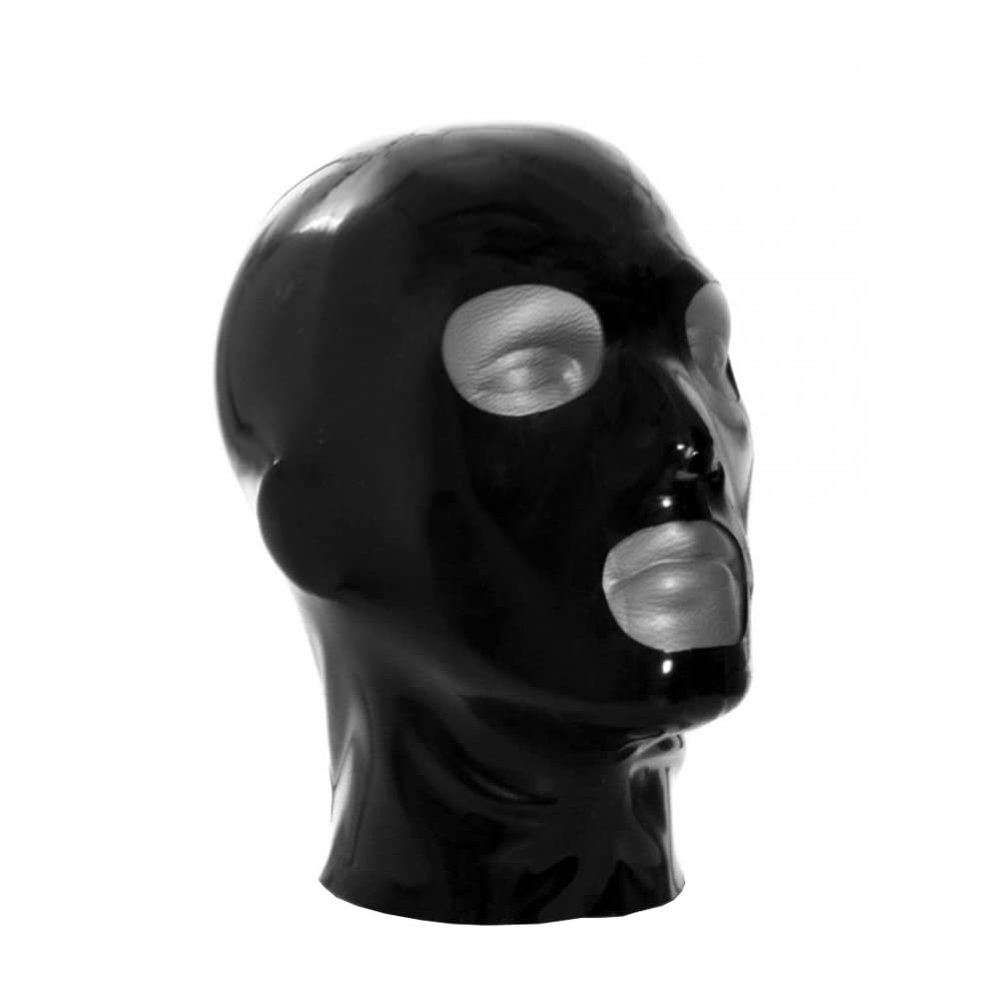 LEIMI Latex Hood Men's Rubber Full Face Party Mask With Eye Mouth Holes and Nostril Zipped (M, With Zipper)