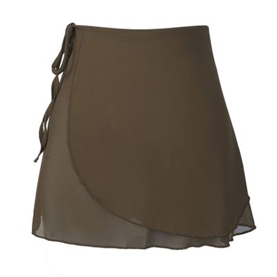 TSSOE Adult Chiffon Ballet Wrap Over Scarf Dance Skirt for Girls Women 03-Light Brown Medium