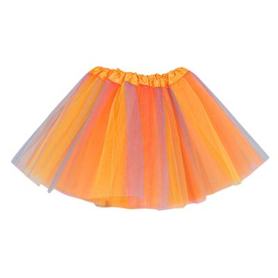 Toddler Kids Girls Tutu Skirt Toddler Girls 3 Layer Tulle Multicolor Princess Ballet Party Dress Age 2-8 Years Old (Orange, One Size)