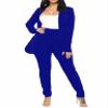 Women's Business Blazer Pant Suit Set for Work 2 Piece Outfits Royal Blue X-Large view 1