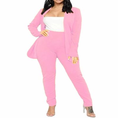 Women's Business Blazer Pant Suit Set for Work 2 Piece Outfits Pink Medium