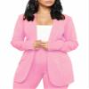 Women's Business Blazer Pant Suit Set for Work 2 Piece Outfits Pink Medium view 3