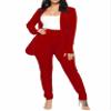 Women's Business Blazer Pant Suit Set for Work 2 Piece Outfits RedB X-Large view 1
