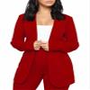 Women's Business Blazer Pant Suit Set for Work 2 Piece Outfits RedB X-Large view 3