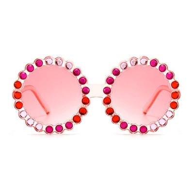 willochra cute Baby round Sunglasses Kids Diamond Crystal Sun Glasses UV400 4-15 Year Summer Shades Colorful Small Eyewear Luxury (pink)