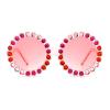 willochra cute Baby round Sunglasses Kids Diamond Crystal Sun Glasses UV400 4-15 Year Summer Shades Colorful Small Eyewear Luxury (pink) view 1