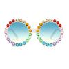 willochra cute Baby round Sunglasses Kids Diamond Crystal Sun Glasses UV400 4-15 Year Summer Shades Colorful Small Eyewear Luxury (white green) view 1