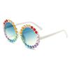 willochra cute Baby round Sunglasses Kids Diamond Crystal Sun Glasses UV400 4-15 Year Summer Shades Colorful Small Eyewear Luxury (white green) view 2