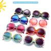 willochra cute Baby round Sunglasses Kids Diamond Crystal Sun Glasses UV400 4-15 Year Summer Shades Colorful Small Eyewear Luxury (white green) view 3
