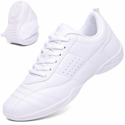 DADAWEN Adult & Youth Cheer Shoes Girls White Cheerleading Shoes for Women Dance Shoes Athletic Sport Training Tennis Breathable Competition Cheer Sneakers White US Size 10.5 M Toddler