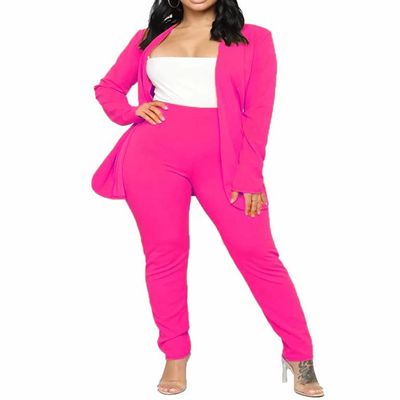 Women's Business Blazer Pant Suit Set for Work 2 Piece Outfits Fuschia X-Large