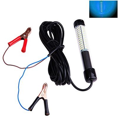Lightingsky 12V 14W 180 LEDs 1300 Lumens LED Submersible Fishing Light Underwater Fish Finder Lamp with 5m Cord (Blue)