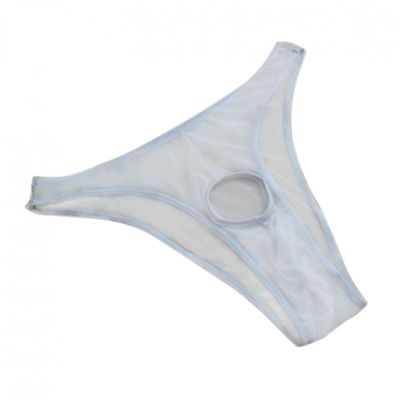 Saohuo Men Front Hole Underwear Sexy Passion Perspective Underpant Athletic Supporter Briefs Bikini Comfortable Well fitting White