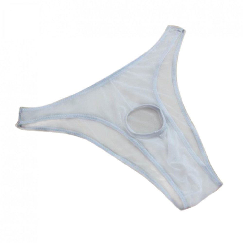 Saohuo Men Front Hole Underwear Sexy Passion Perspective Underpant Athletic Supporter Briefs Bikini Comfortable Well fitting White