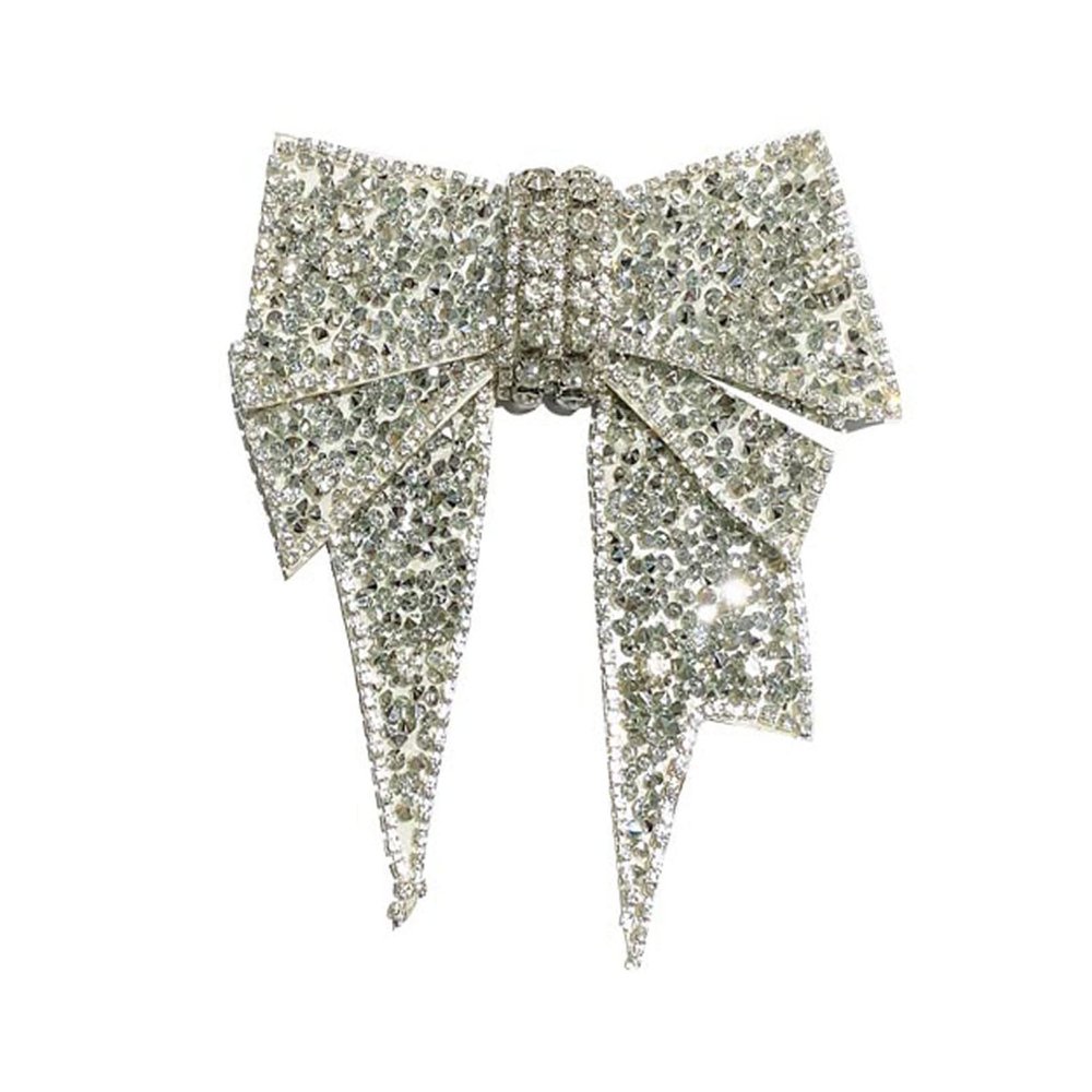 2 PCS DIY Handmade Bow Rhinestone Shoes Bag Package Decoration Charms(No Clips on The Back) (White)