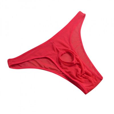 Saohuo Men Front Hole Underwear Sexy Passion Perspective Underpant Athletic Supporter Briefs Bikini Comfortable Well fitting Red