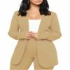 Women's Business Blazer Pant Suit Set for Work 2 Piece Outfits Khaki Large view 3