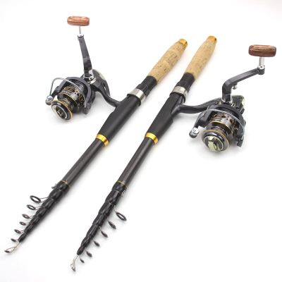 H/A 2.1M Rod Reel Combos Ultralight Carbon Telescopic Fishing Rod Spinning Pole Rod Travel Ultra Light carp Rod ZYHYD (Size : 2.4M Rod and 3000Reel)