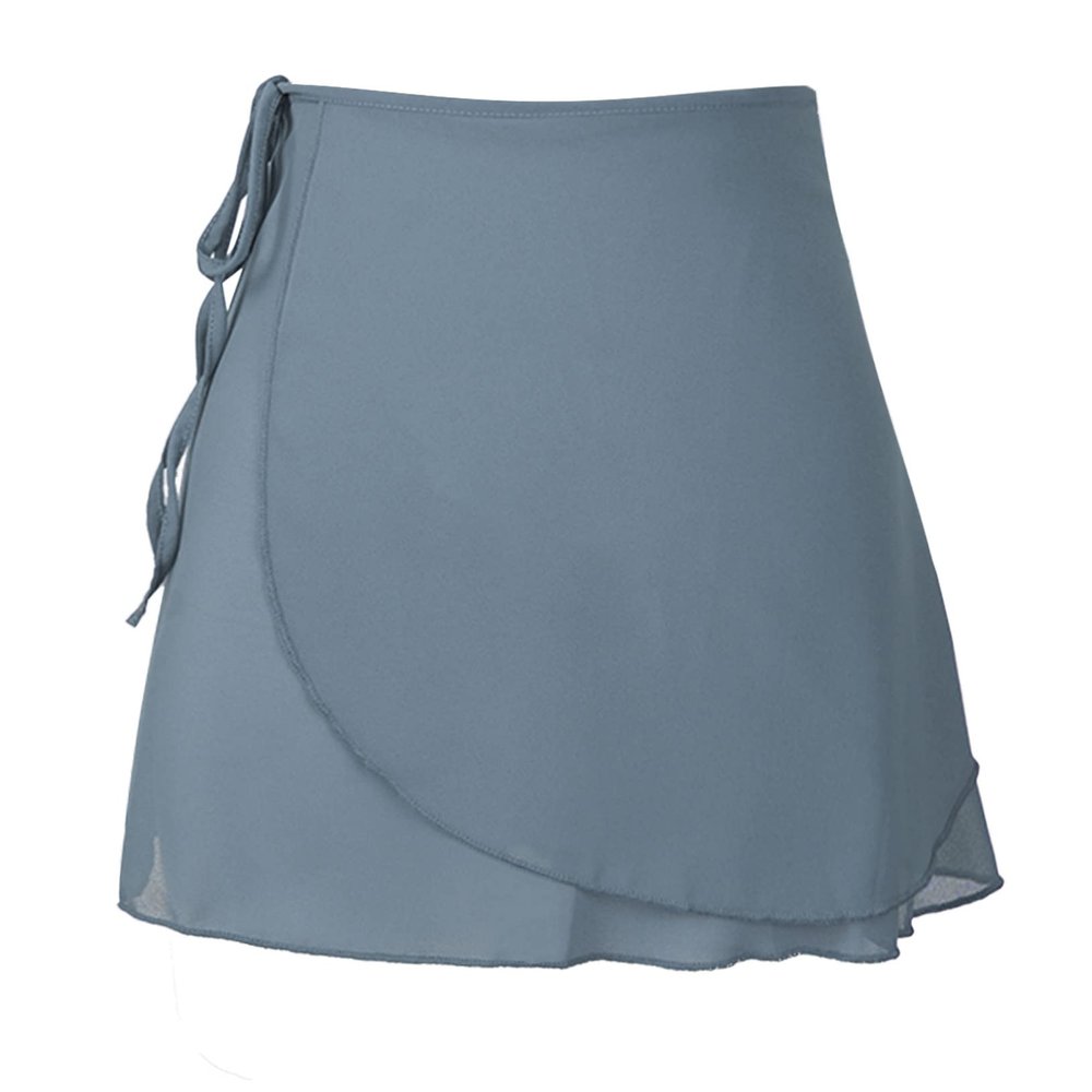 ACSUSS Womens Adult Sheer Wrap Ballet Skirt Tie Waist Chiffon Dance Skate Skirts Dancewear Gray Medium