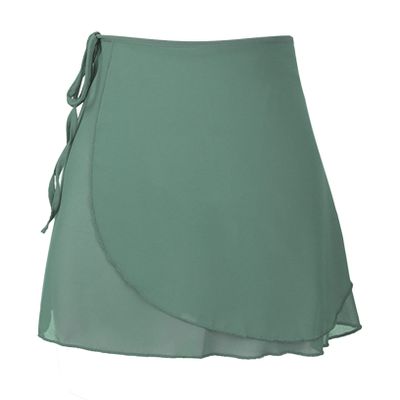 ACSUSS Womens Adult Sheer Wrap Ballet Skirt Tie Waist Chiffon Dance Skate Skirts Dancewear Green Medium