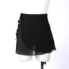 ACSUSS Womens Adult Sheer Wrap Ballet Skirt Tie Waist Chiffon Dance Skate Skirts Dancewear Black Medium view 4
