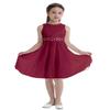 Daenrui Kids Flower Girls Sleeveless Floral Lace Shiny Rhinestone Tulle Dress Wedding Party Ball Gown Red 10 Years view 3