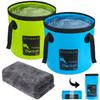 AUTODECO 2 Pack Collapsible Bucket 5 Gallon Container Folding Water Bucket Portable Wash Basin for Outdoor Travelling Camping Fishing Gardening Car Washing Blue and Green 20L view 1