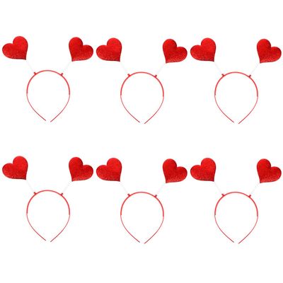 minkissy Red Heart Headband Red Love Heart Headband 6PCS Sequin Heart Head Boppers Valentines Day Hair Hoop Hair Band for Wedding Holiday Festival Party Love- Shaped Head Boppers