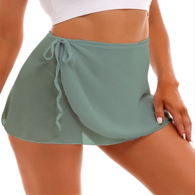 iiniim Women Girls Ladies Ballet Wrap Skirt Over Scarf Tutu Skirt Pull On Elastic Waist Sheer Dance Skirt Green #B Medium